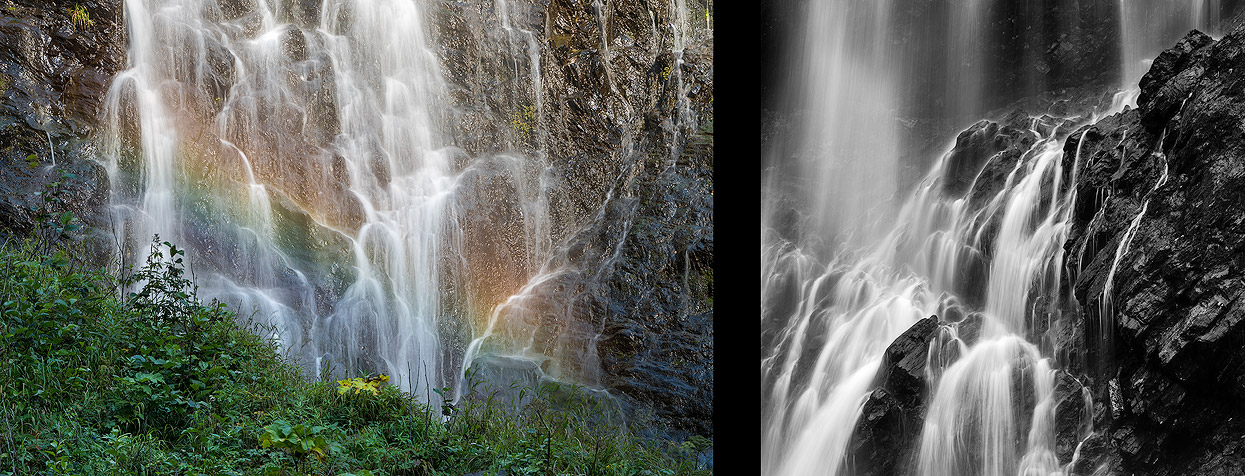 Horsetail Falls and Bridal Veil Falls along the road to Valdez