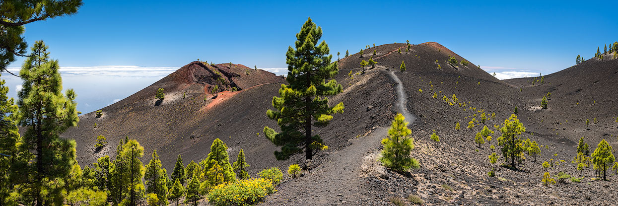 Hiking trail on the volcanoe crater in La Palma